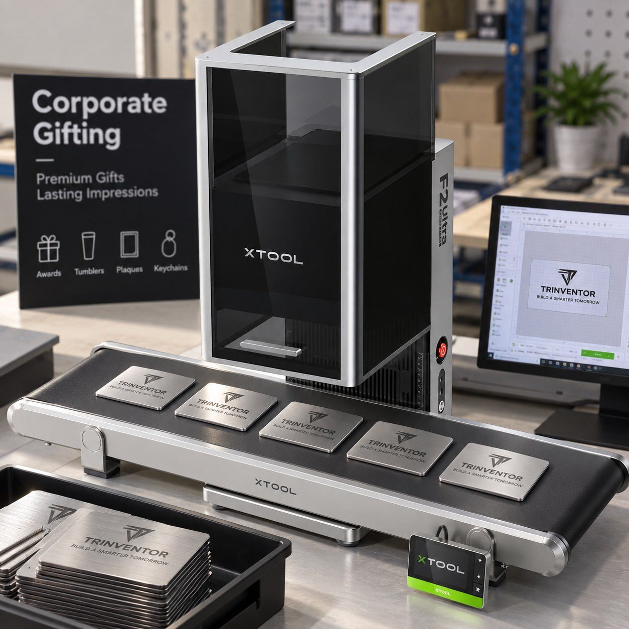 Laser-engraved corporate gifting cards in production
