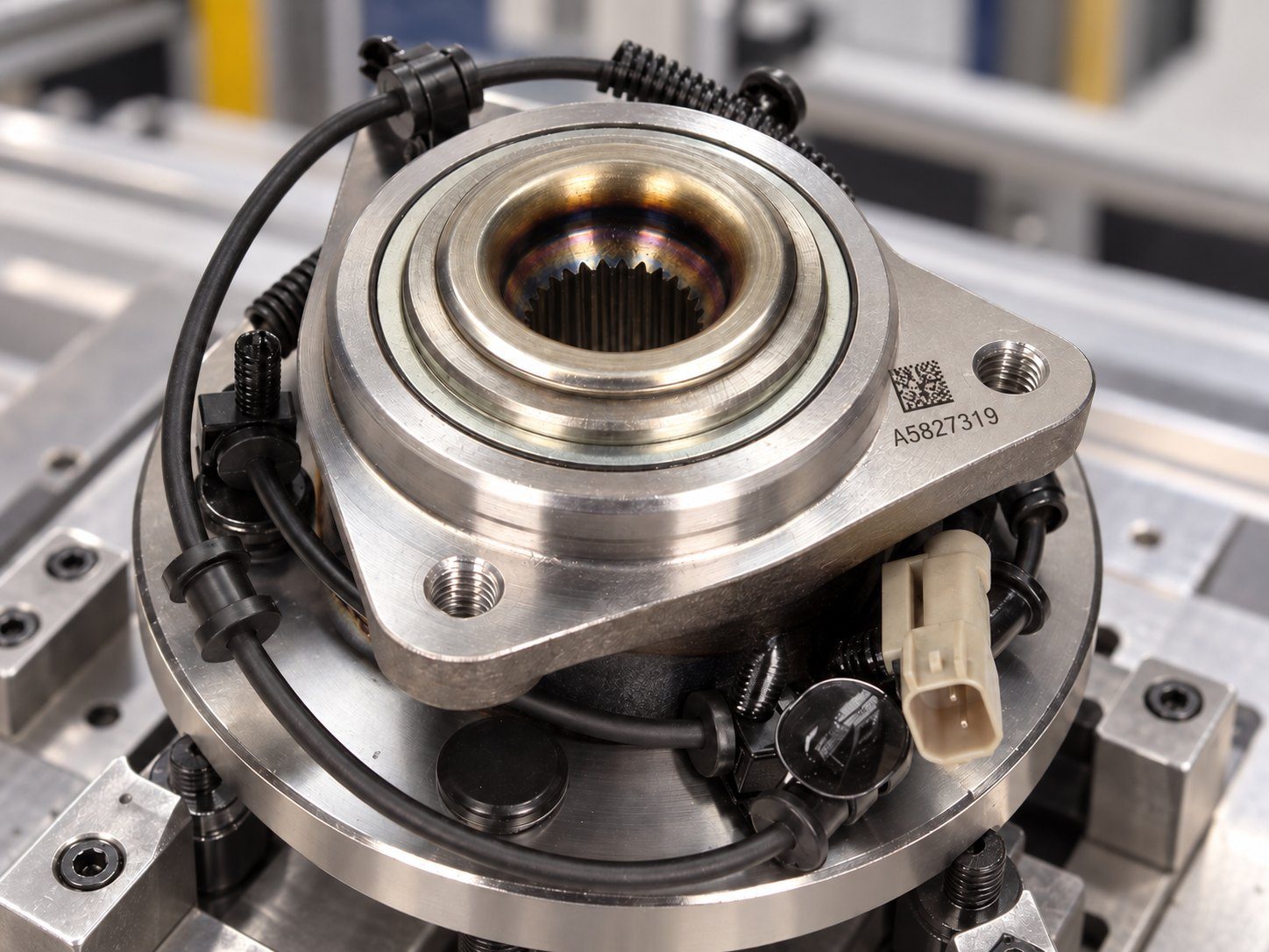 Laser-marked automotive wheel hub with data matrix code